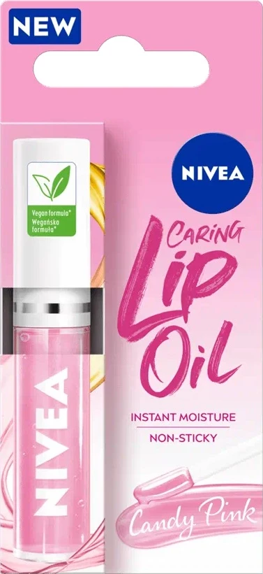 Vaj për buzë Nivea Caring Lip Oil Candy Pink për femra, 5.5ml