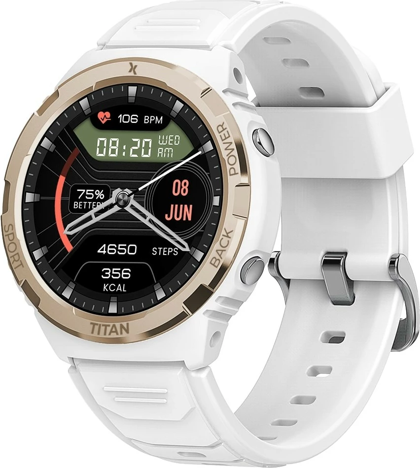 Smartwatch Maxcom FW100 Titan Valkiria, 1.3" AMOLED, Bluetooth, Bardhë