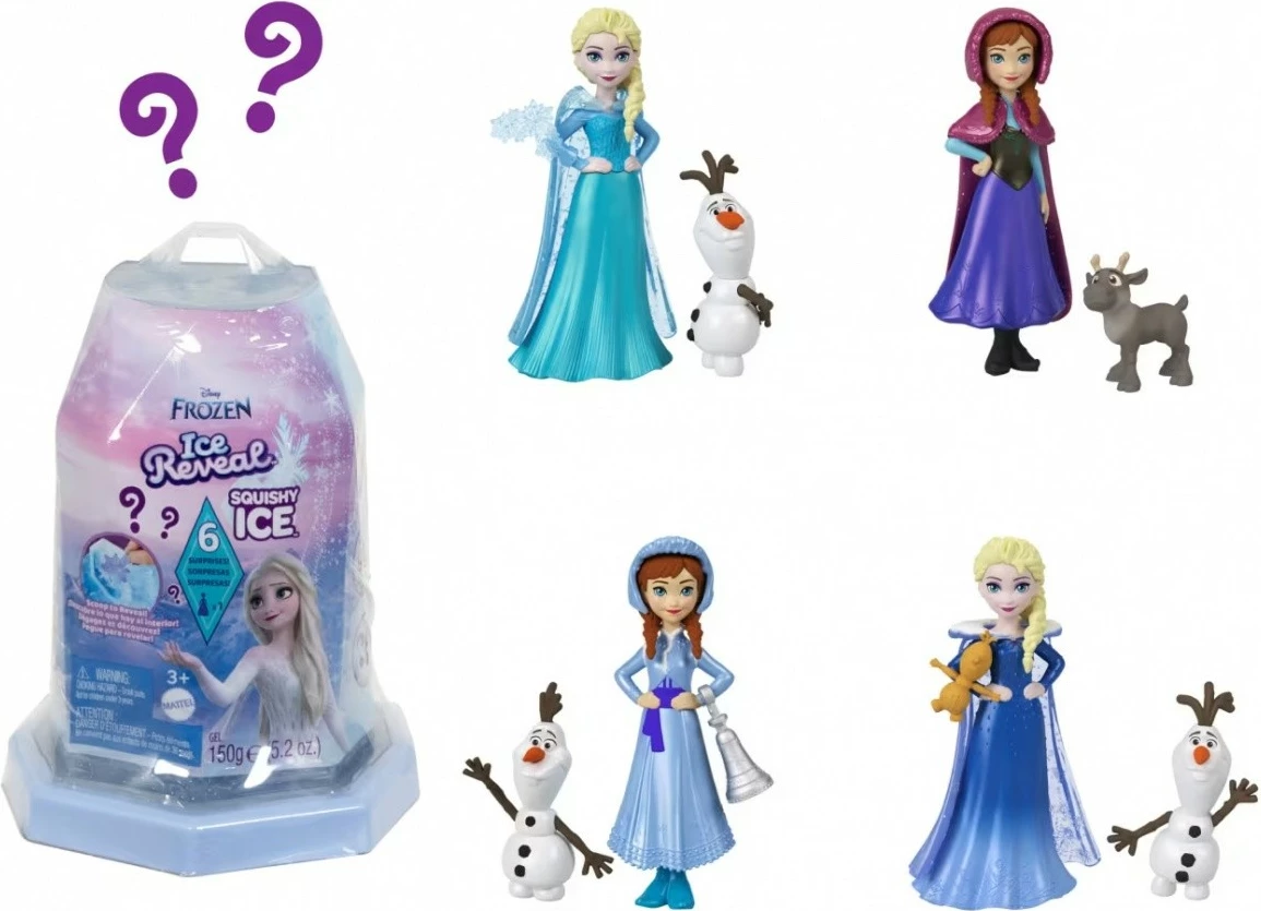Kukull surprizë, Mattel Frozen Ice Reveal HRN72, mini 9 cm me xhel akulli dhe aksesorë, set i rastësishëm