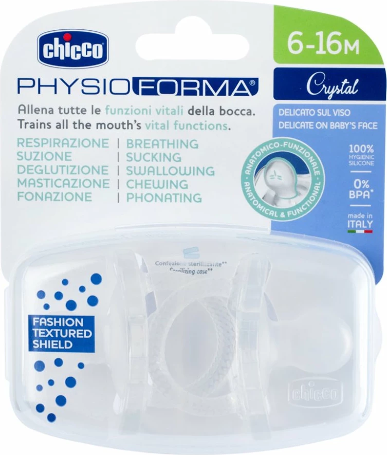 Biberon Chicco PhysioForma Crystal Silikon 6-16 muaj, 2 copë