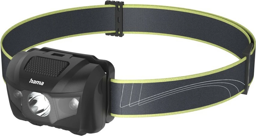 Fener koke, Hama HL200, 200 lm, 4 mënyra drite, IP44, me bateri AAA, e zezë