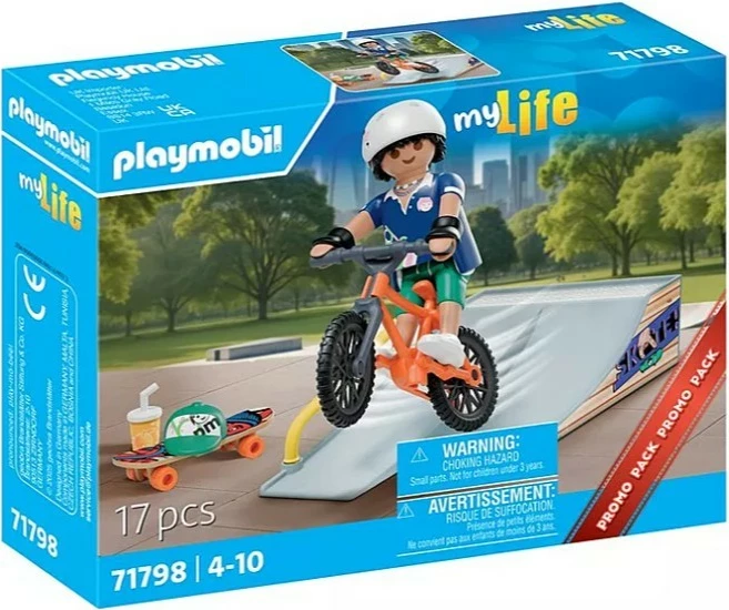 Set lodrash Playmobil My Life 71798, rampë, biçikletë, skateboard, për fëmijë