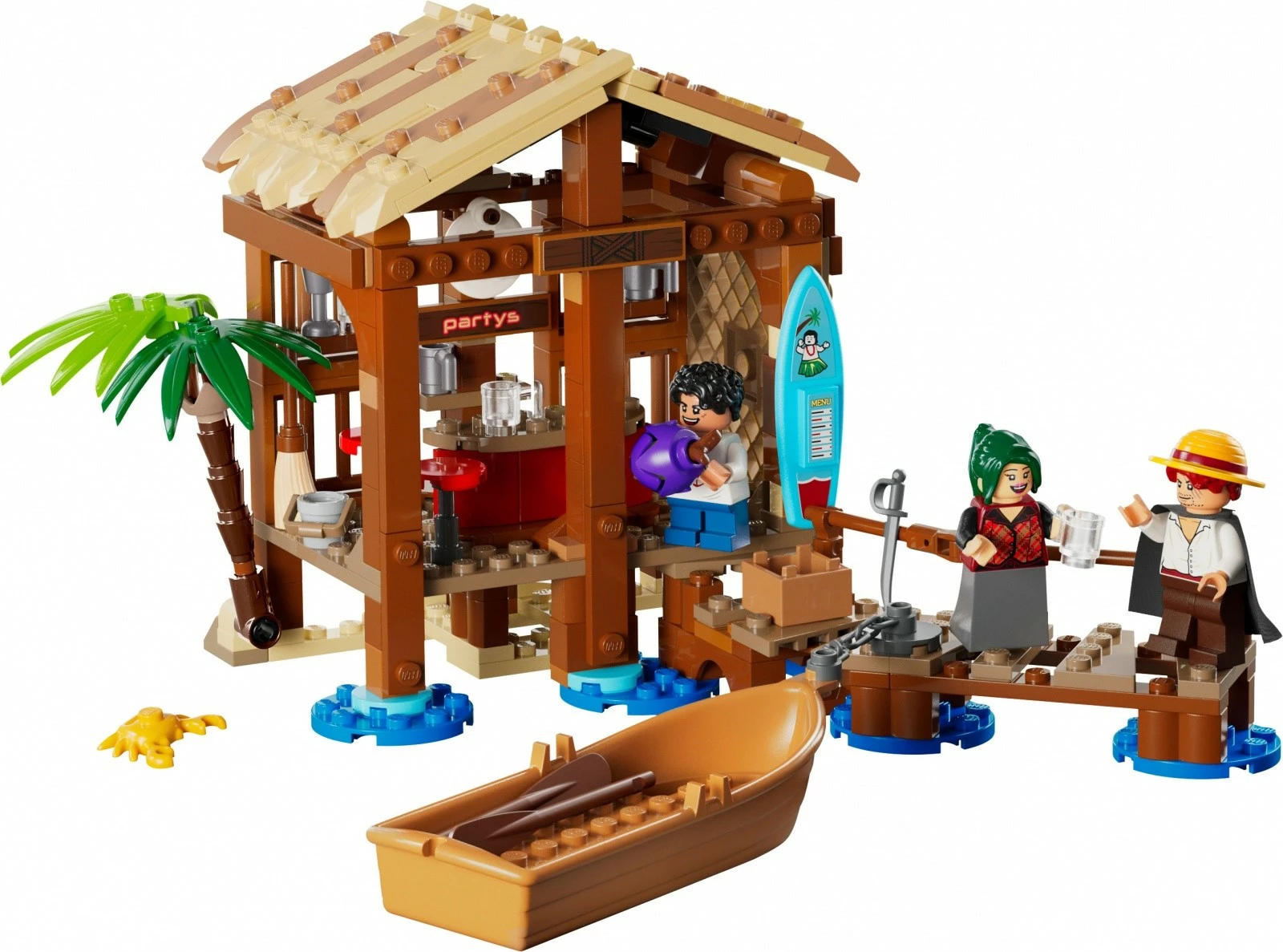 Set LEGO One Piece Fusha Village Hut 75636, 299 pjesë, me minifigura Luffy, Shanks, Makino
