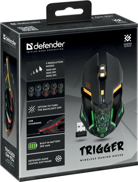 Maus wireless Defender TRIGGER GM-934, 3200 DPI, i zi