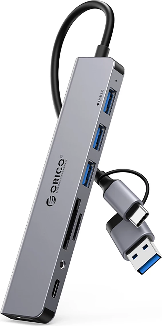 Kasë Orico YSA8-U3, 8 porta, USB-A/USB-C, Gri
