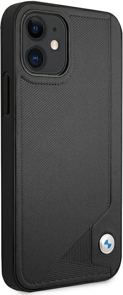 Mbështjellës BMW Deboss për iPhone 12 mini, lëkurë sintetike, i zi