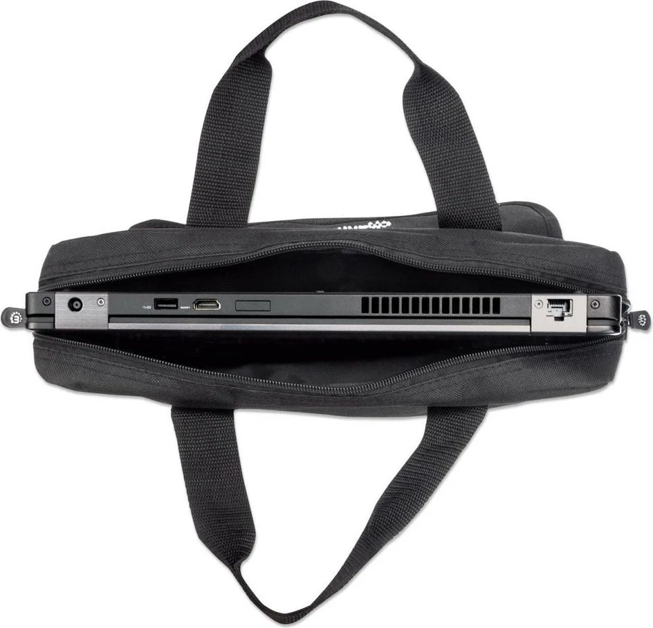 Çantë laptopi Manhattan London 12.5 inç, messenger, xhep për aksesorë, e zezë