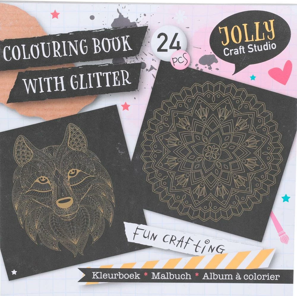 Libër ngjyrosës KOOPMAN me glitter, 24 faqe, 21x21cm