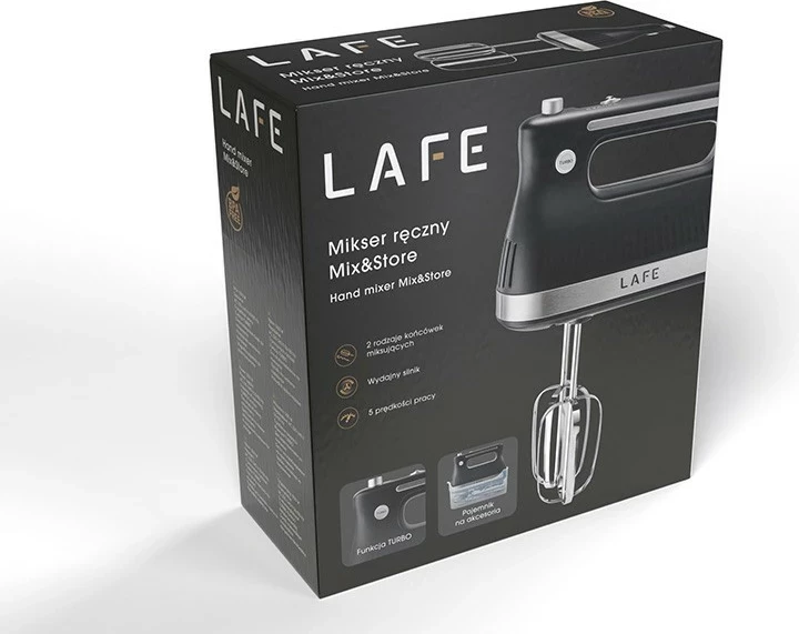 Mikser dore Lafe Mix & Store, 500W, 5 shpejtësi, zi-argjendtë