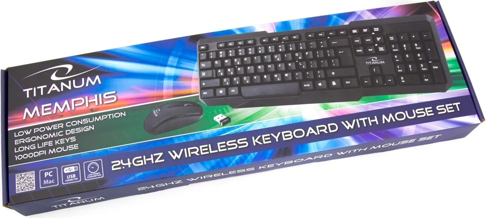 Set tastierë & maus Titanum TK108, 1000 DPI, i zi