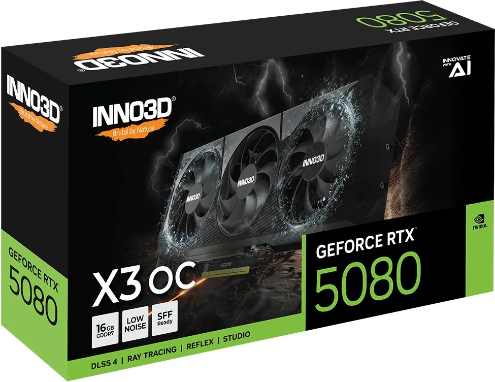 Kartelë grafike Inno3D GeForce RTX 5080 X3 OS, 16GB GDDR7, PCI Express 5.0, e zezë/gri