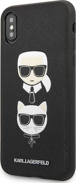 Mbështjellës Karl Lagerfeld Saffiano Karl&Choupette Head për iPhone XS Max, i zi