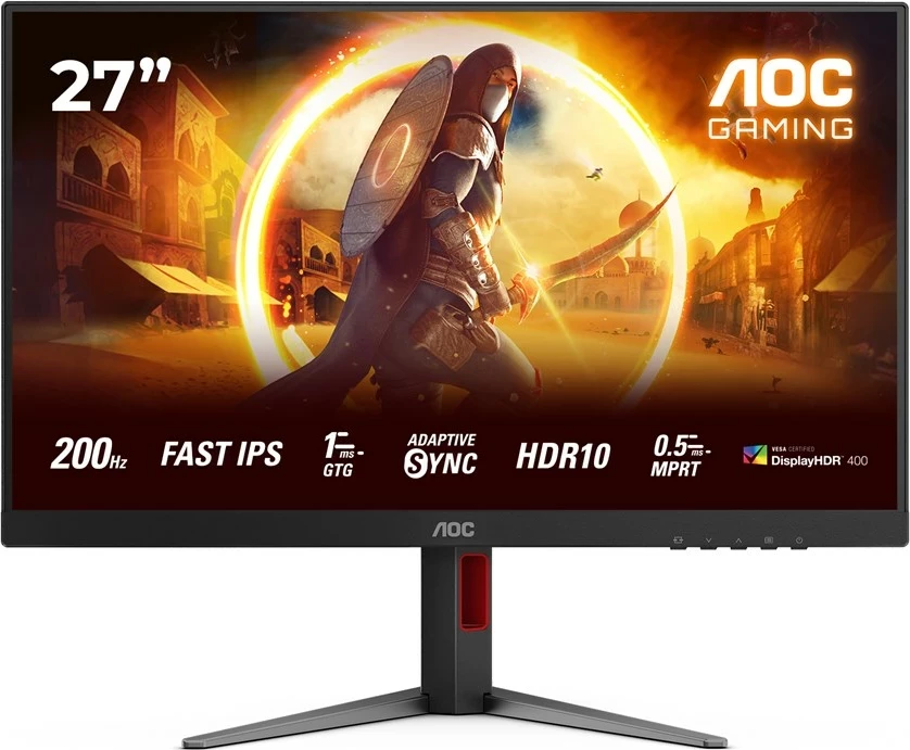 Monitor gaming AOC 27G4HA, 27", Full HD, 200Hz, LED, i zi me të kuqe