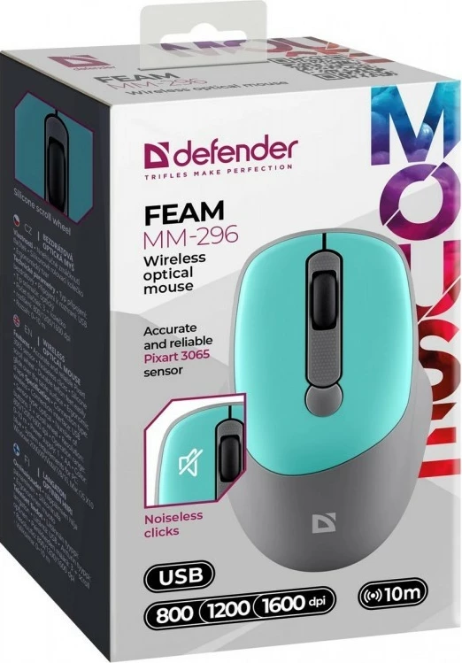 Maus pa kabllo Defender Feam MM-296 RF, 1600 DPI, Mint