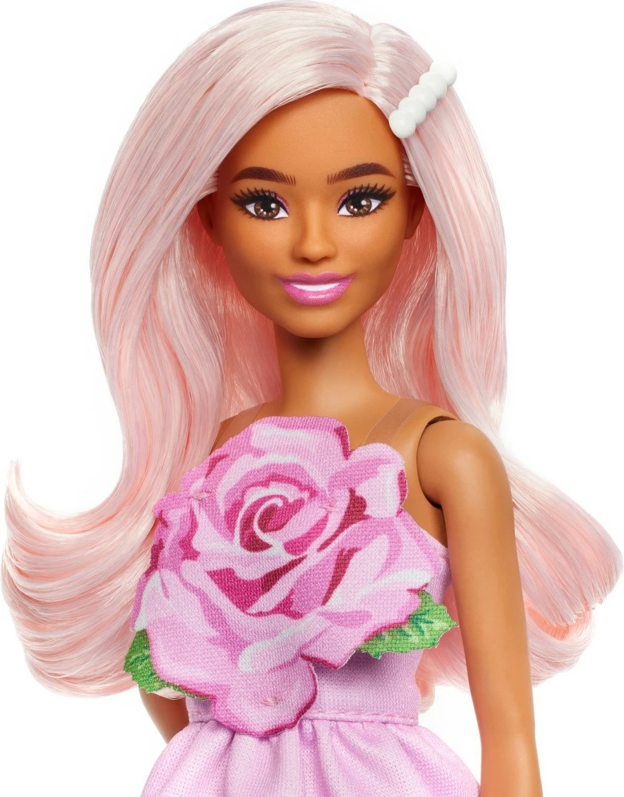 Kukull Barbie Fashionistas Mattel HYT94 me fustan rozë dhe flokë rozë