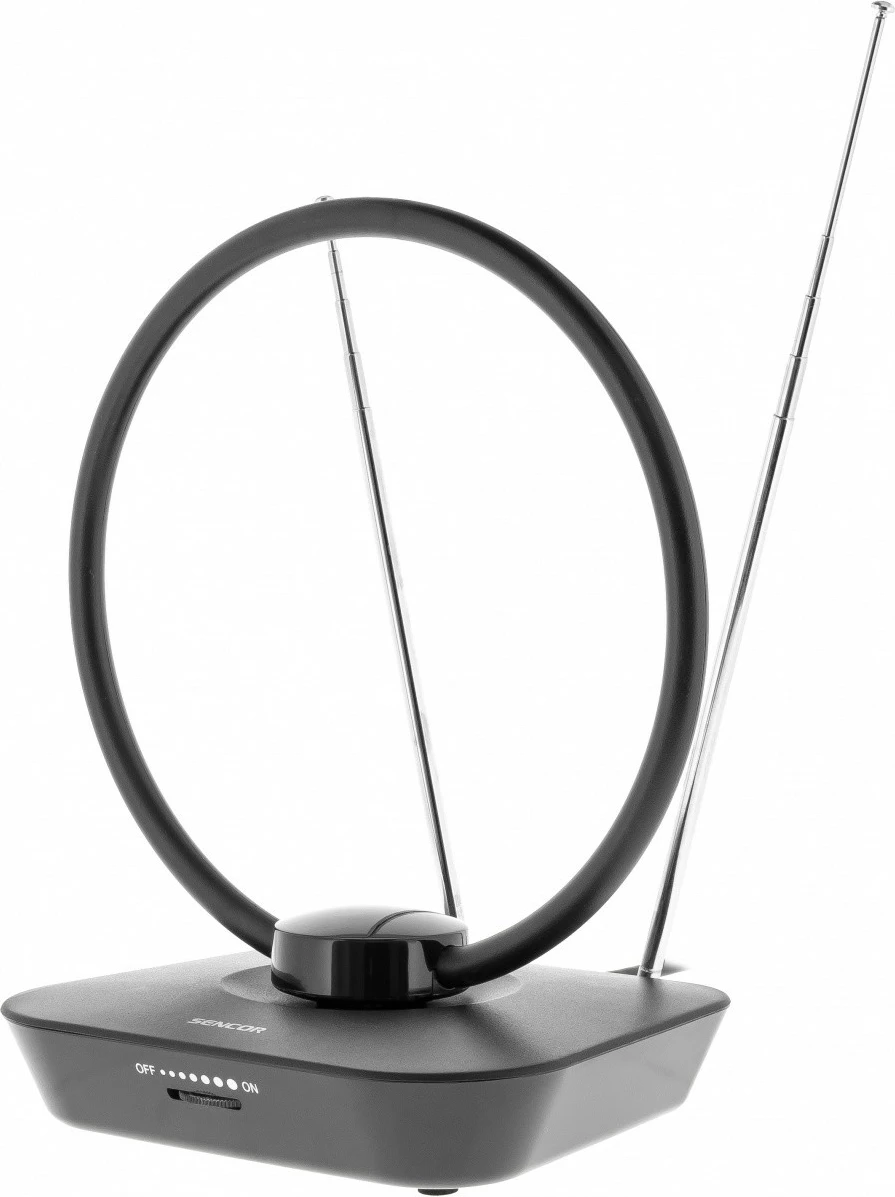 Antenë e brendshme Sencor SDA 102, DVB-T2/T, me amplifikator, 20dB, e zezë
