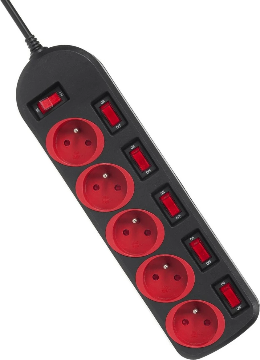 Kasë Maclean MCE204, 5 dalje, me çelësa, 1.5m, e zezë/kuqe