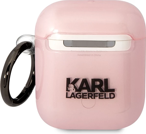 Mbështjellës Karl Lagerfeld KLA2HNCHTCP për AirPods 1/2, Choupette, rozë me unazë