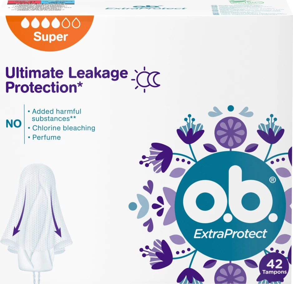 Tamponë për femra O.B. ExtraProtect Super, 42 copë