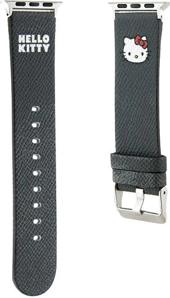 Rrip për Apple Watch Hello Kitty Kitty Head, lëkurë ekologjike, i zi