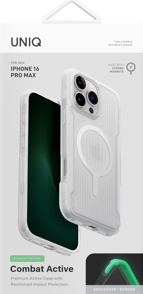 Mbështjellës UNIQ Combat Active Magclick Charging për iPhone 16 Pro Max, Bardhë