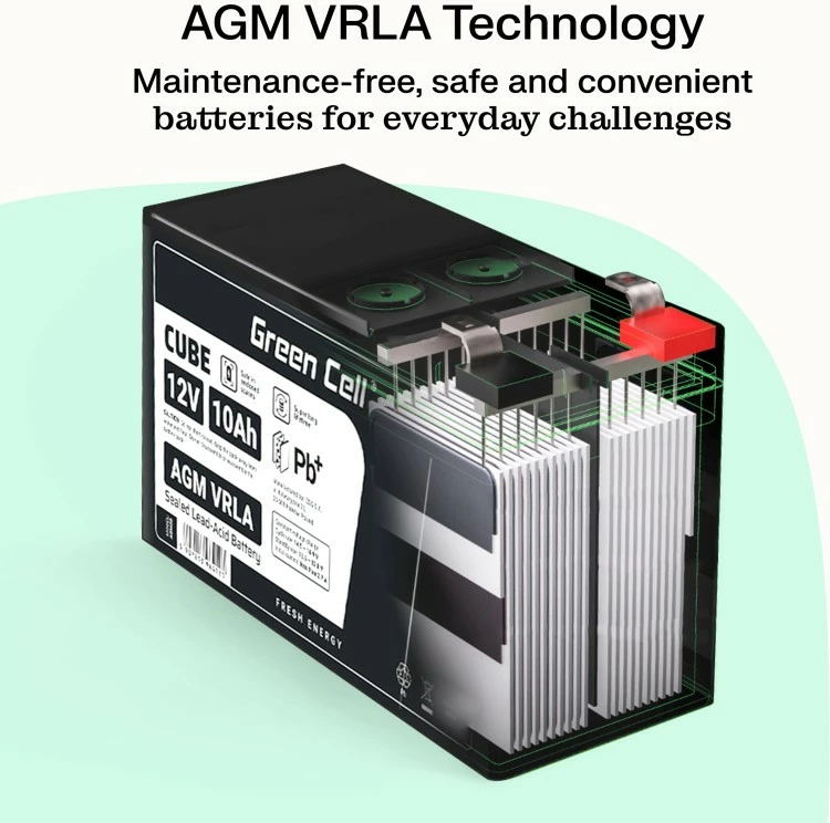 Bateri AGM VRLA, Green Cell, AGM6V4AH-J, 6V 4Ah, IP54, 101x70x47 mm, e zezë