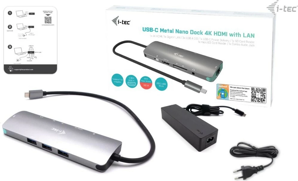Dock I-Tec Nano LAN me furnizues 100W, gri