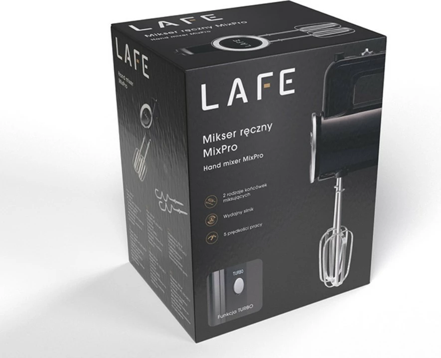 Mikser dore Lafe MixPro LAFMIX47474 300W, 5 shpejtësi, turbo, 2 lloje aksesorë e zezë