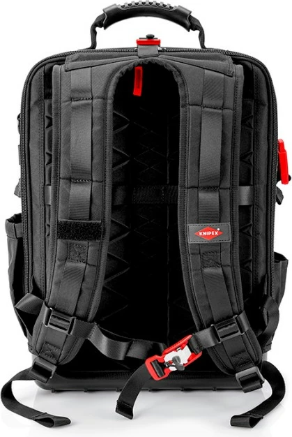 Çantë veglash Knipex X18, 37 xhepa, rezistente ndaj ujit, e zezë/kuqe