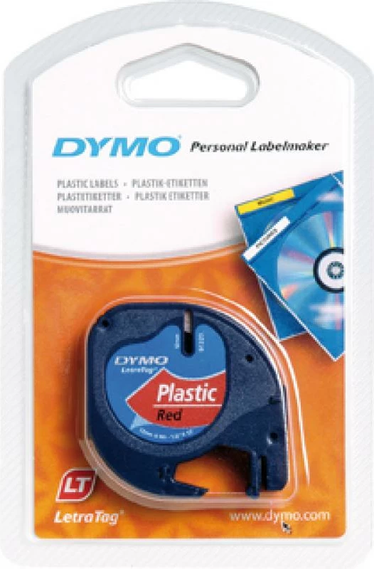 Shirit etiketimi, Dymo, LetraTAG S0721630, 12 mm x 4 m, i kuq