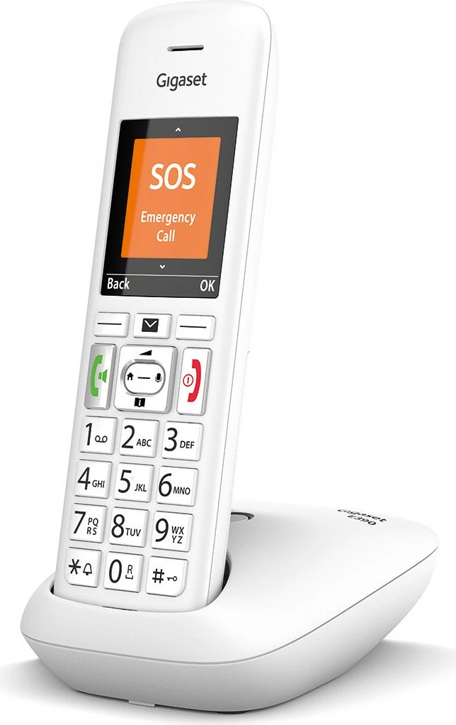 Telefon Gigaset E390, Analog/DECT, Pa tel, Speakerphone, 200 kontakte, Caller ID, Bardhë