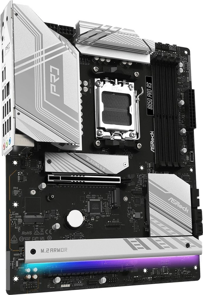 Pllakë amë ASRock B850 PRO RS, Socket AM5, ATX, 4 DDR5, e zezë/argjendtë