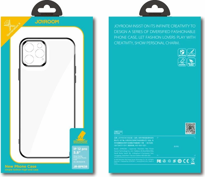 Mbështjellës Joyroom New Beauty Series për iPhone 12 mini, JR-BP741, i hollë, kornizë metalike, i zi