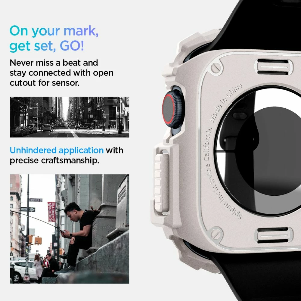 Mbështjellës Spigen Rugged Armor për Apple Watch 10 46mm, Bezhe