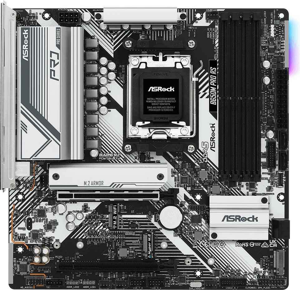 Pllakë amë ASRock B650M Pro RS, AMD, Socket AM5, DDR5-SDRAM, micro ATX