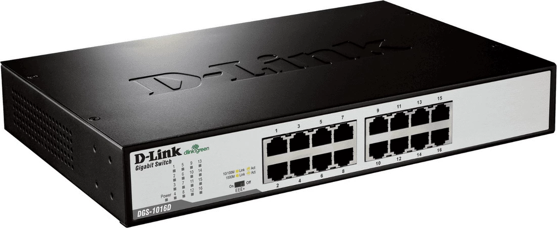 Switch D-Link DGS-1016D/E 16 porta Gigabit pa PoE, e zezë