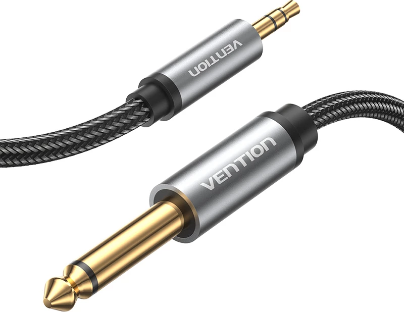 Kabllo audio Vention BCYHJ, mini jack 3.5mm në jack 6.35mm, 5m, e zezë