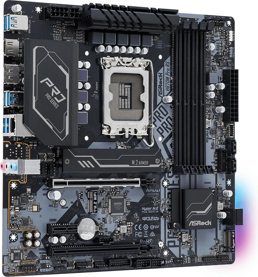 Pllakë amë ASRock H670M Pro RS, Intel, LGA 1700, DDR4-SDRAM, 128 GB