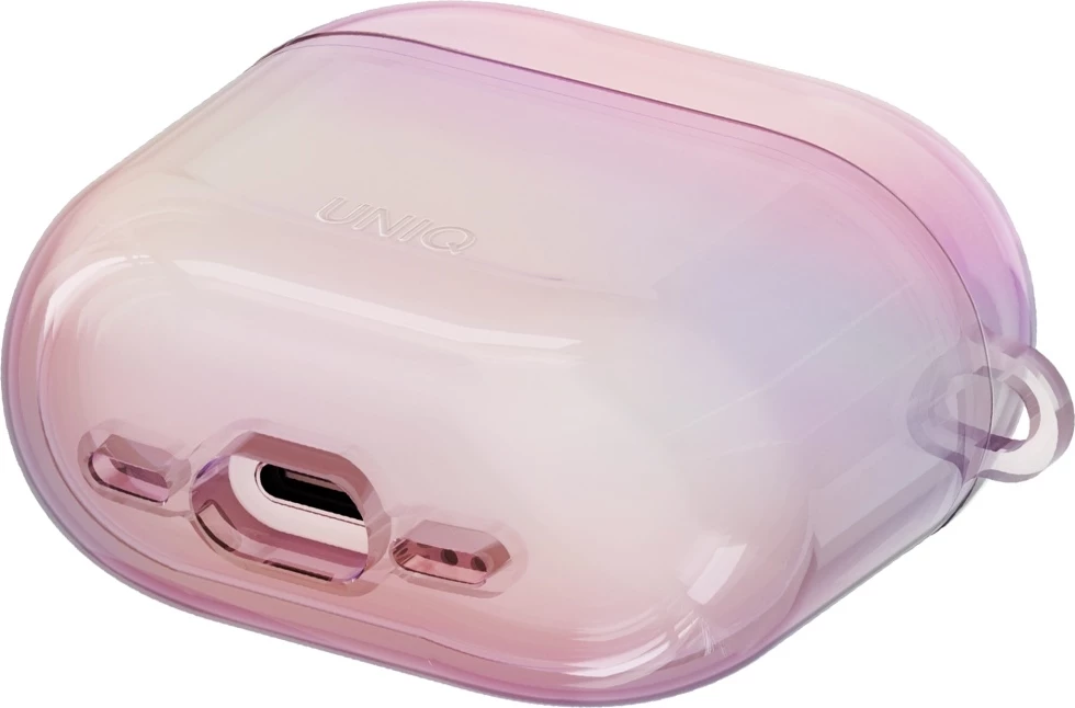 Mbështjellës UNIQ Iridescia për AirPods 4, me karabinë, Holo Pink