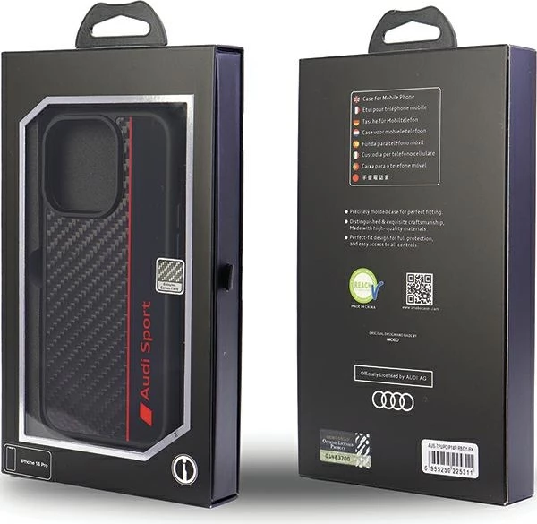 Mbështjellës Audi Carbon Fiber Stripe për iPhone 14 Pro 6.1", TPU, i zi
