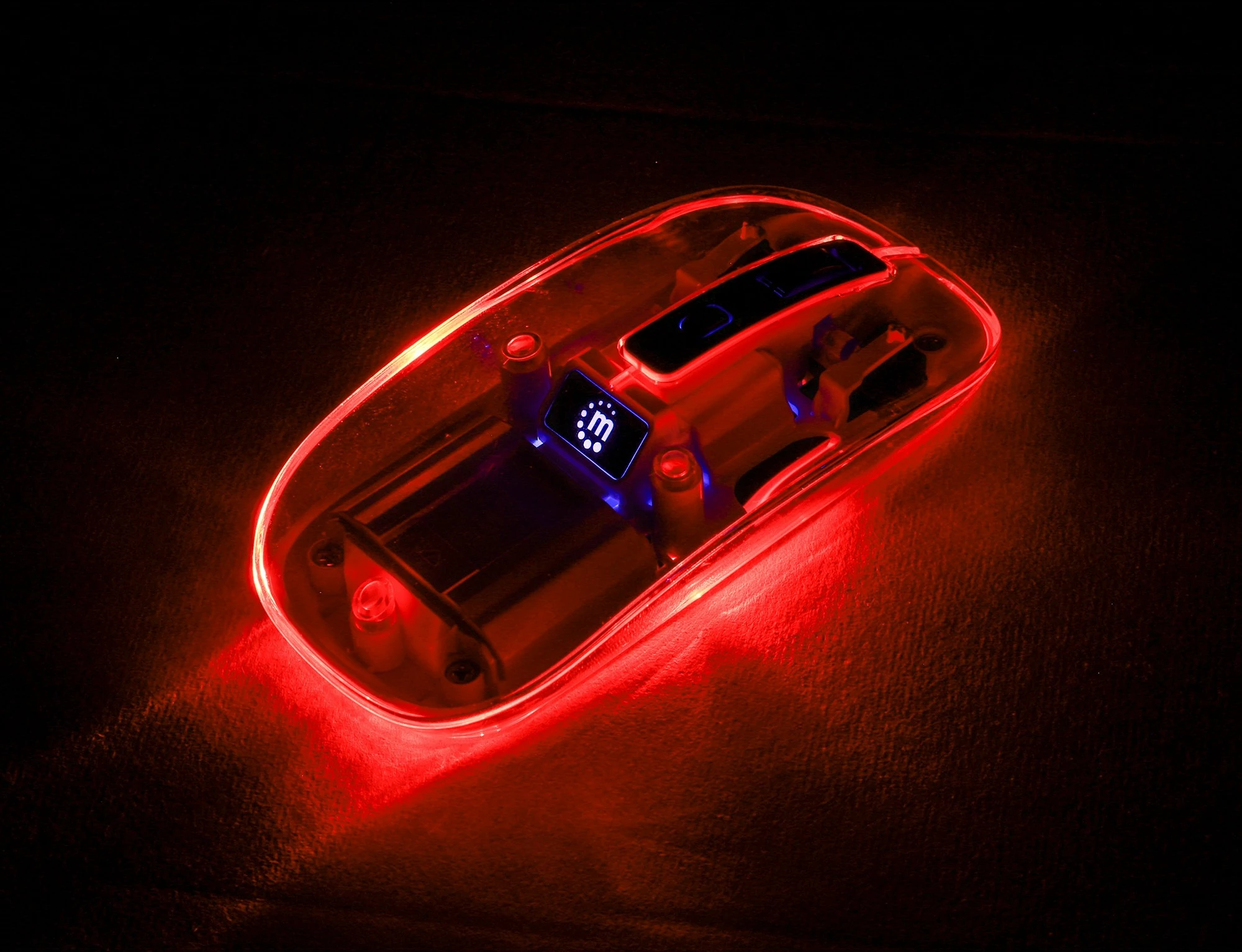 Maus MANHATTAN Funkmaus USB-A 4 tasta RGB LED bardhë transparent