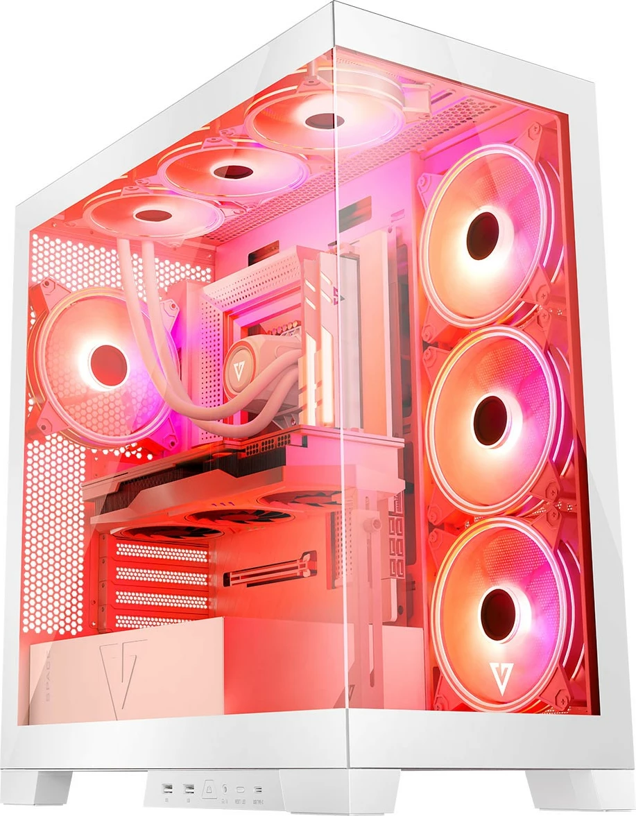 Kasë MODECOM Volcano Space ARGB, Midi Tower, xham i temperuar, e bardhë