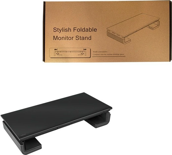 Mbajtës monitori LogiLink BP0140, ergonomik, i palosshëm, me sirtar dhe mbajtëse telefoni, i zi