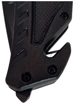 Thikë shpëtimi AZYMUT H-K2010878 me prerës rripi, thyes xhami dhe mbështjellës, e zezë