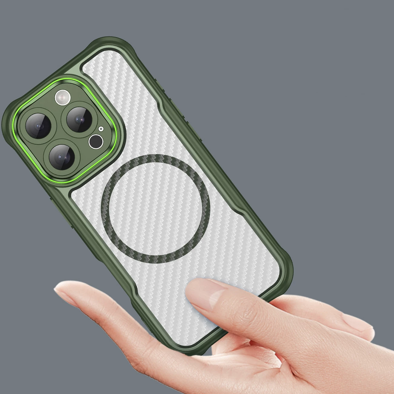 Mbështjellës silikoni Hurtel Leading Series MagSafe për iPhone 16 Pro Max, i gjelbër