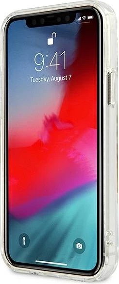 Mbështjellës Guess GUHCP12MKTRSVGO për iPhone 12/12 Pro 6.1", transparent me logo të artë