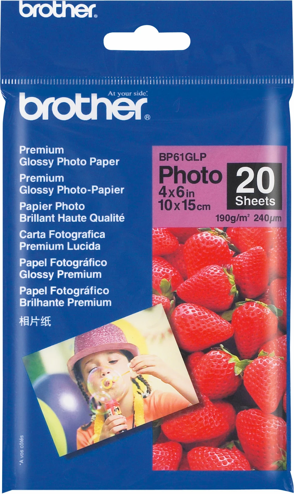 Letër fotografike Brother BP61GLP, 10x15cm, 190g/m², 20 fletë, me shkëlqim