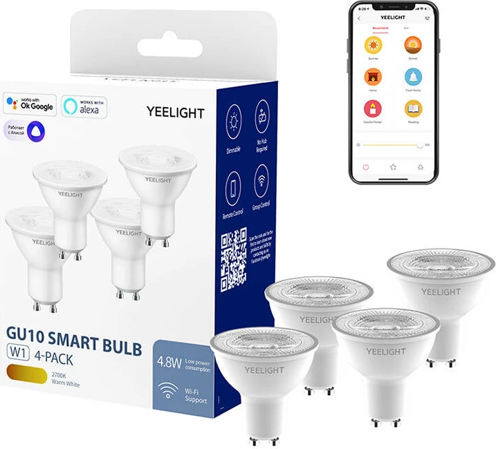 Set llamba LED të mençura Yeelight GU10 YLDP004, 4 copë, e bardhë