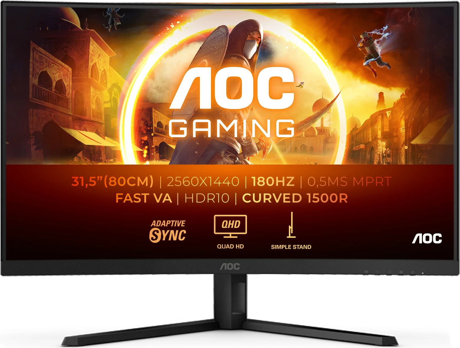 Monitor AOC G4 CQ32G4VE, 32", Quad HD, 0.5 ms, i zi, i hirtë