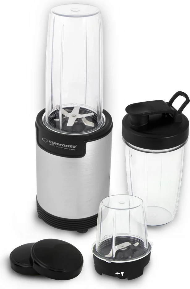 Blender personal Esperanza NUTRI BOMB EKM030, 900W, me gota Tritan, alumini, set aksesorësh